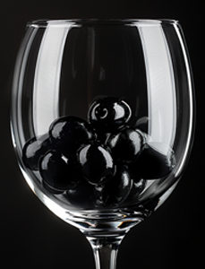 black olives wine glass