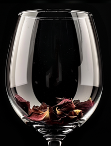 wilted rose wine glass