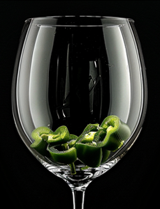green capsicum glass in The Source Cabernet Sauvignon
