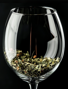 wine dried herbs glass