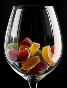 candied fruits wine glass