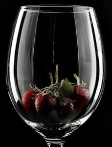 overripe strawberry wine glass