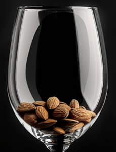 almonds wine glass