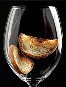 toasted bread wine glass