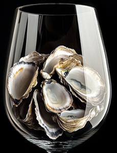 Oyster shells wine glass