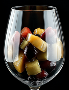 cooked fruits wine glass